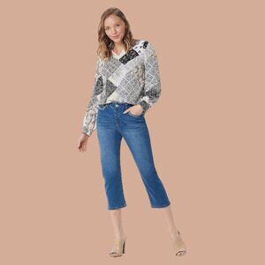 Denim & Co. Easy Stretch Denim Cropped Slim Straight Jeans GUC